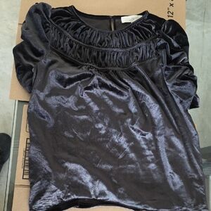 LOFT Black Velvet Blouse